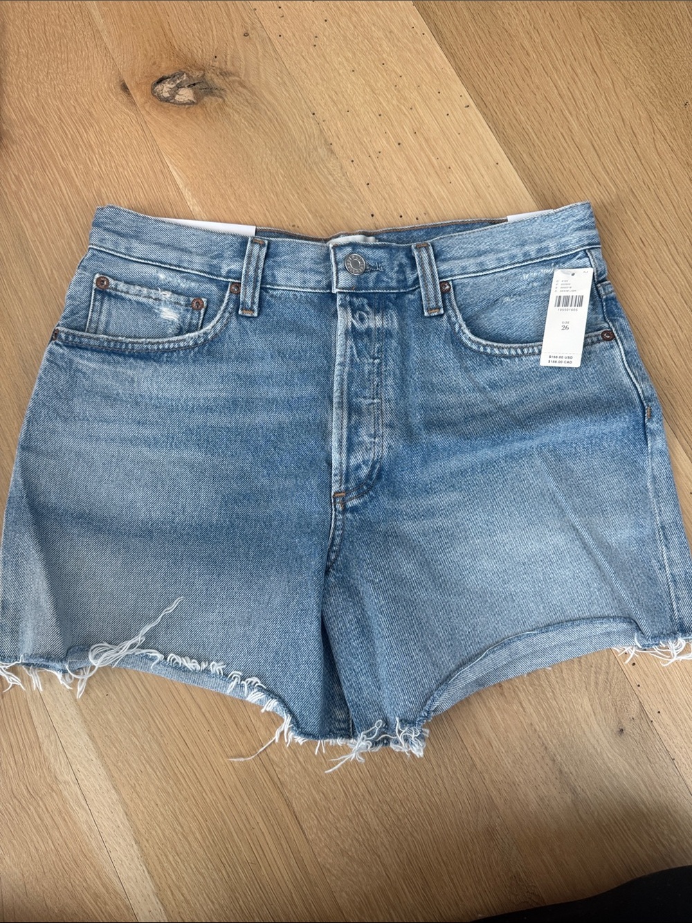 AGOLDE NYE SHORT Light Blue Denim Cutoff Shorts - Classic High-Rise